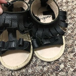Monkey Feet Black Fringe Sandals